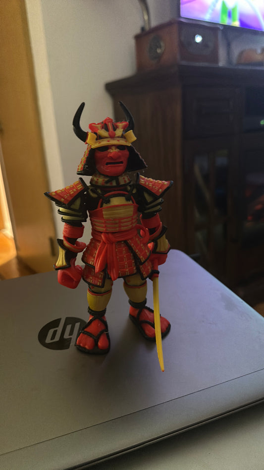 3D printed articulated Flexi samurai 3 colors with sword.