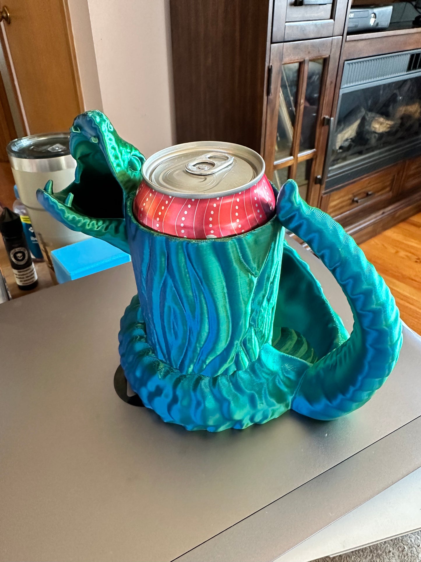 3D printed snake mug can tankard and dice tower.