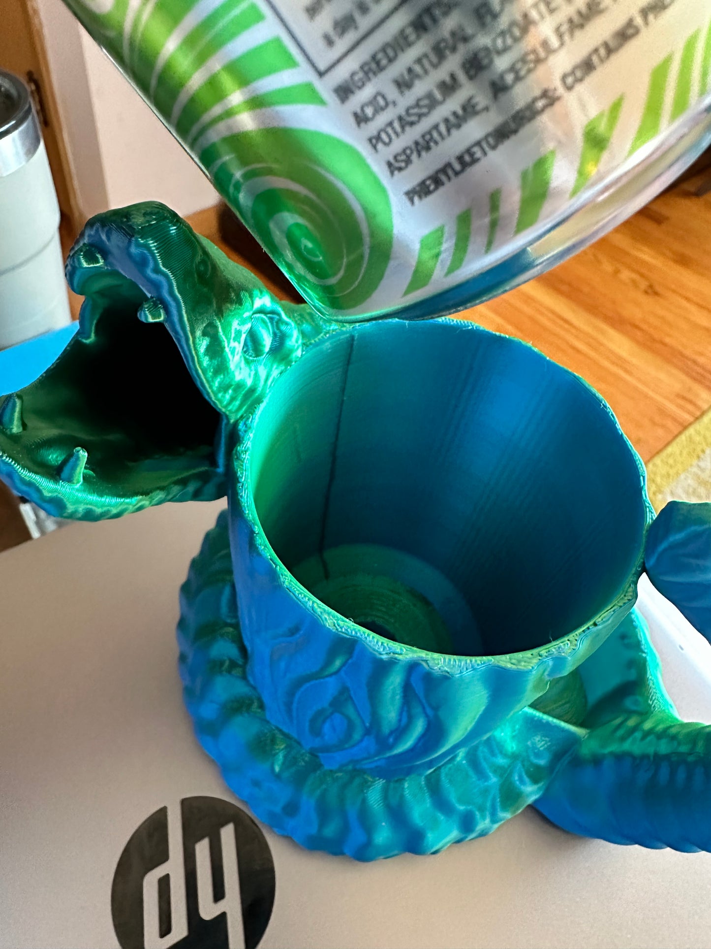 3D printed snake mug can tankard and dice tower.