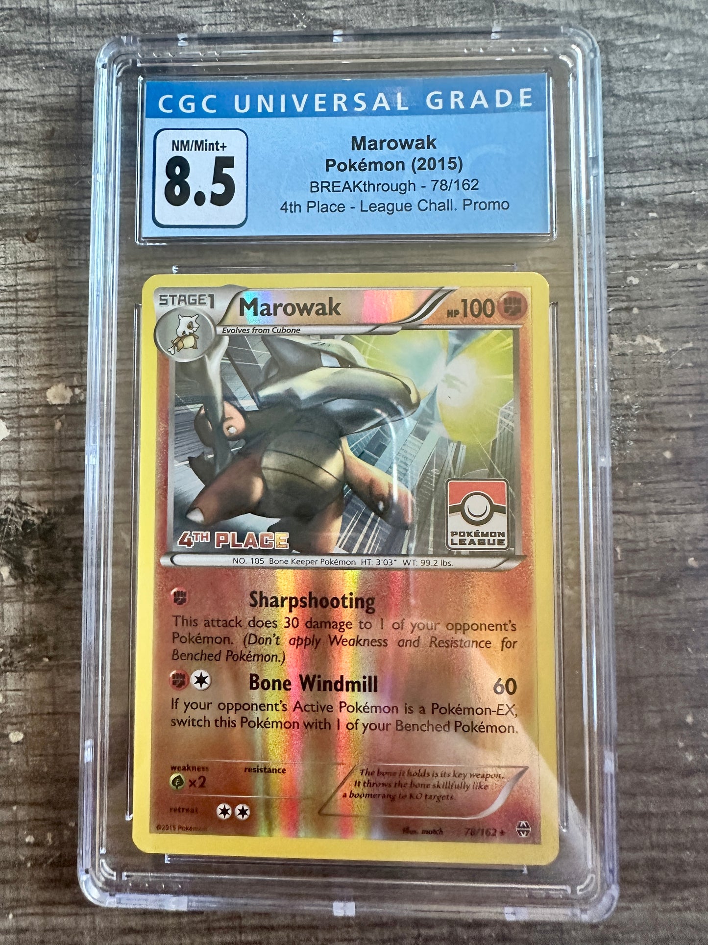 2015 Pokémon Marowak BREAKthrough 78/162 - 4th Place League Challenge Promo Card