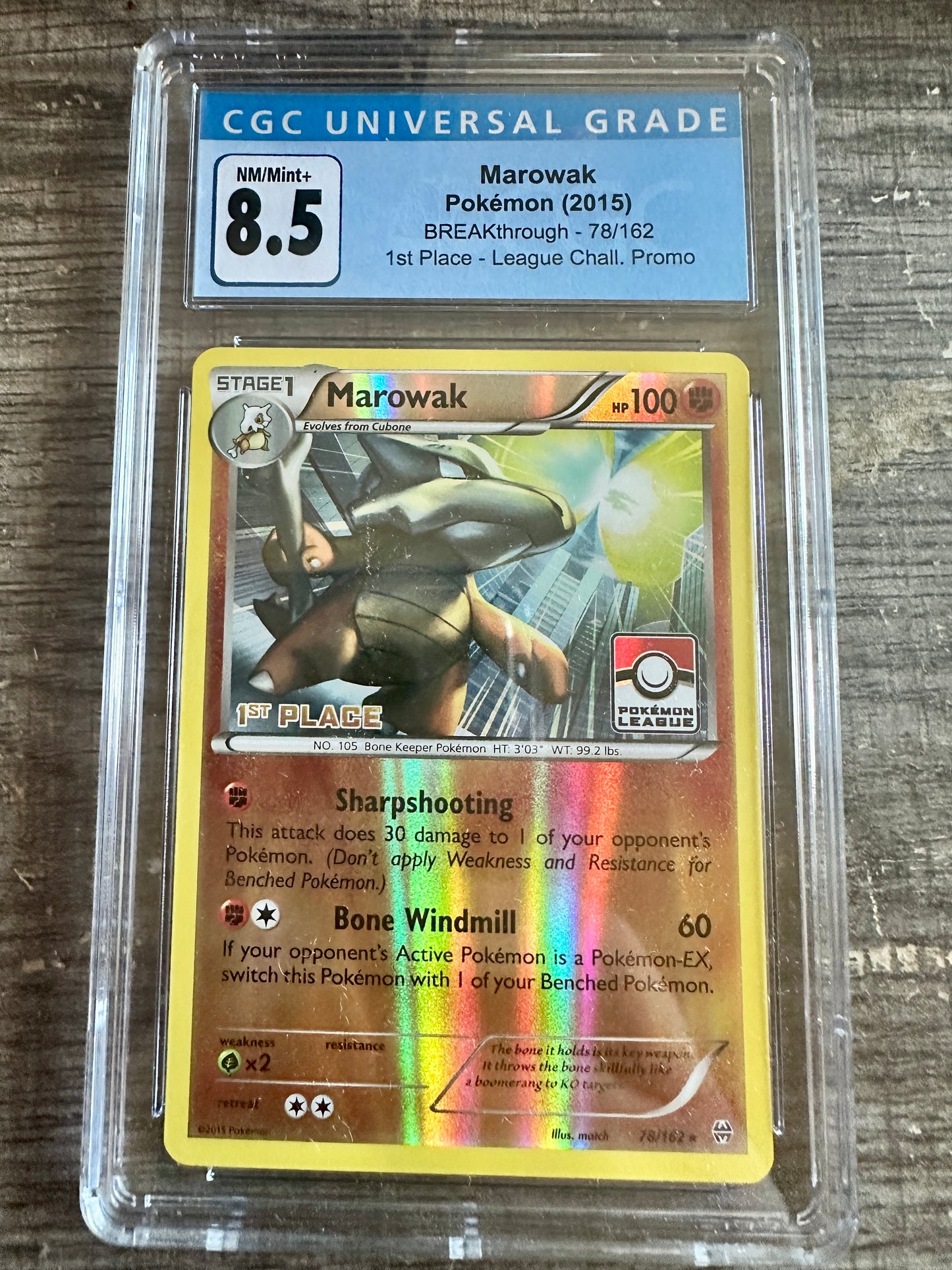 2015 Pokémon Marowak BREAKthrough 78/162 - 1st Place League Challenge Promo Card