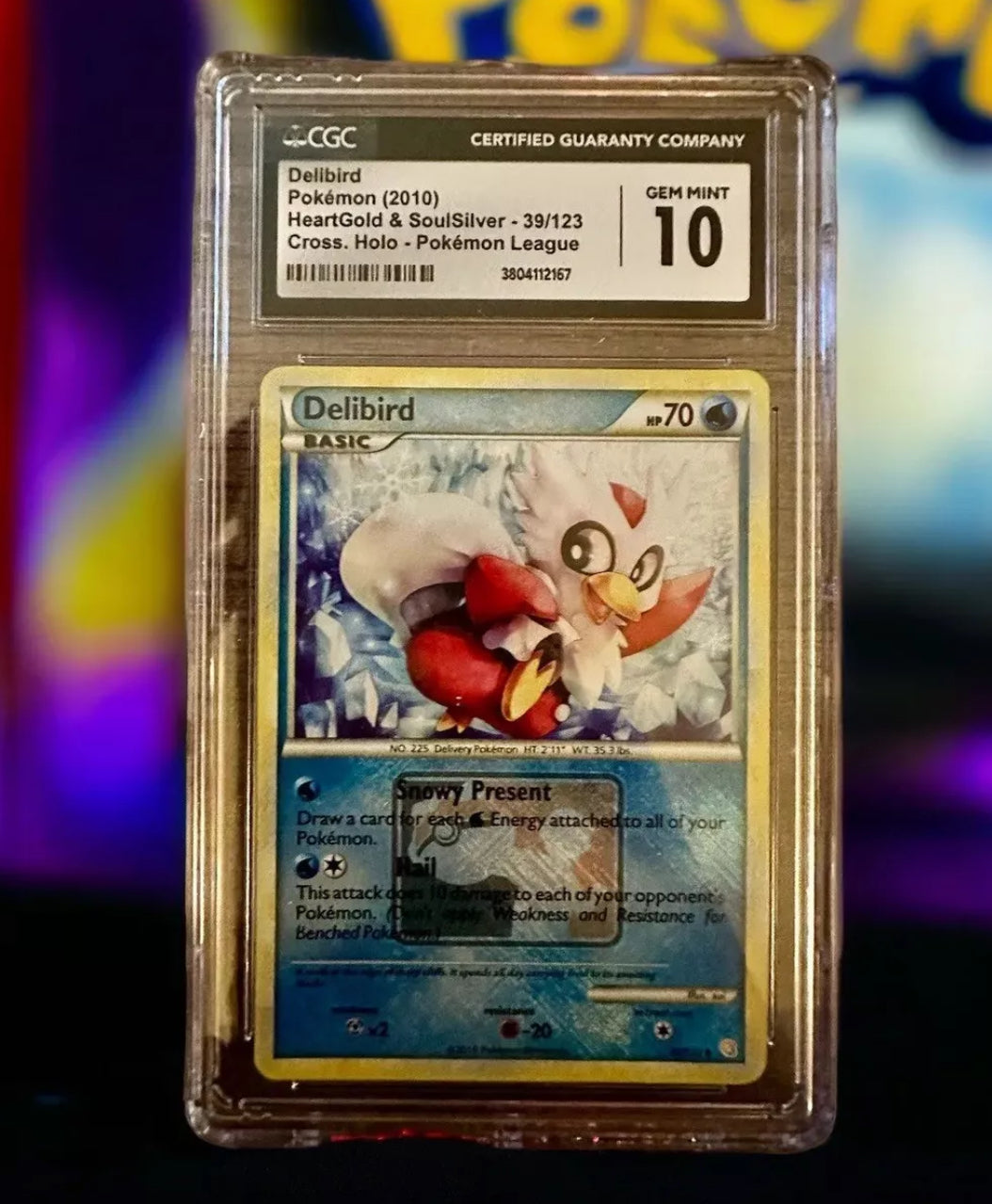 DELIBIRD #39/123 | HOLO | CGC 10| Pokemon League Crosshatch Promo | 2010