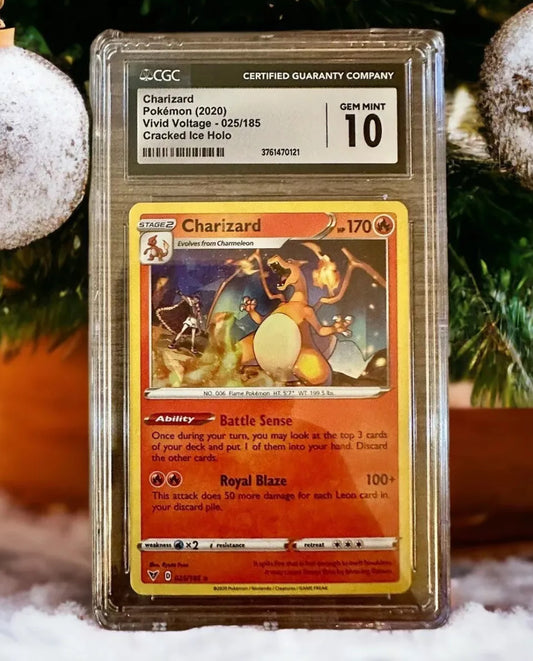 CGC 10 GEM MINT Charizard 025/185 CRACKED ICE HOLO Vivid Voltage Pokemon Card