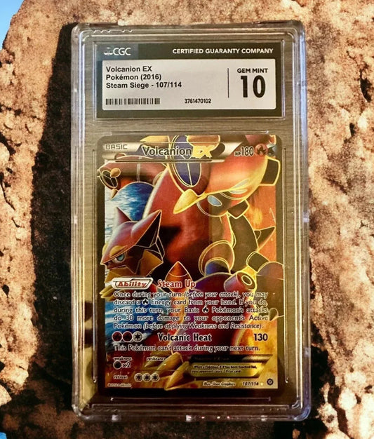 Pokemon CGC Graded 10 Gem Mint Volcanion EX Steam Siege 2016 Holo 107/114