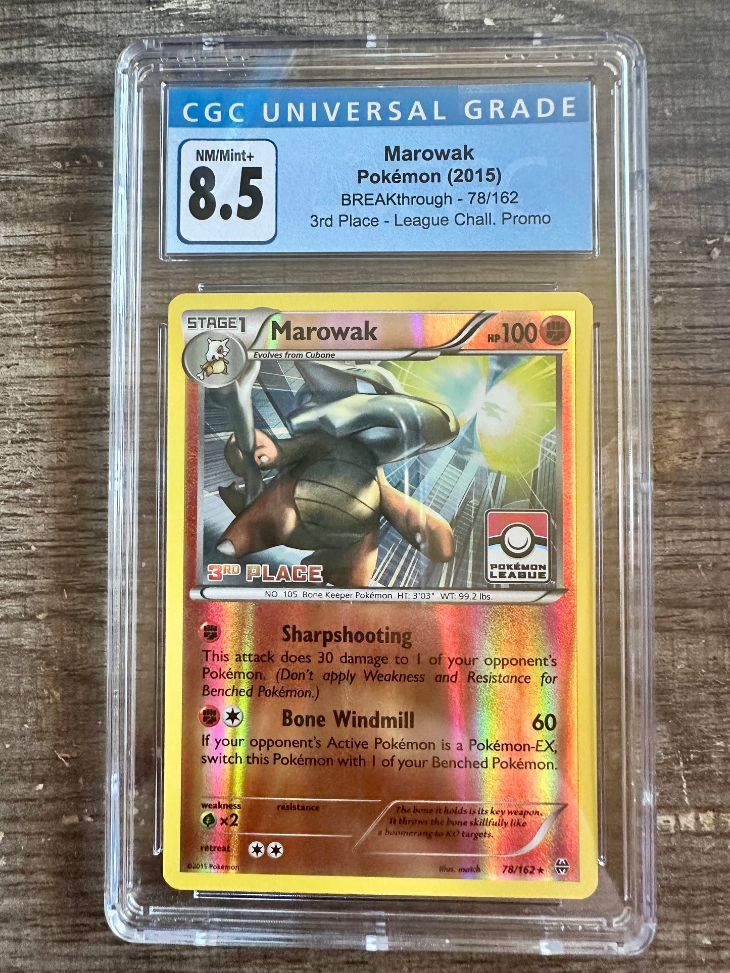 2015 Pokémon Marowak BREAKthrough 78/162 - 3rd Place League Challenge Promo Card