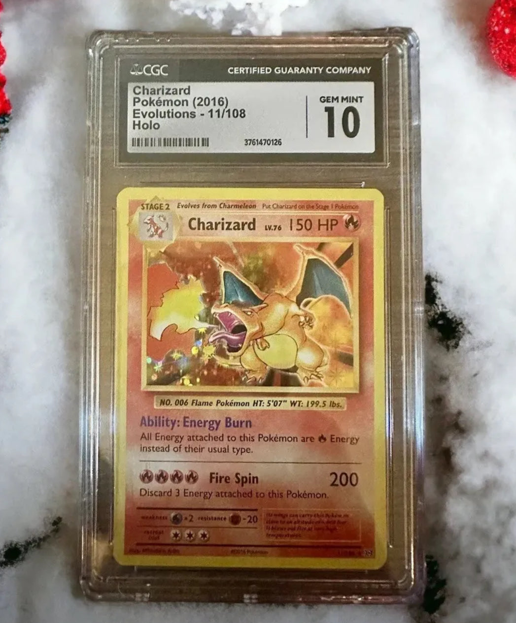 POKEMON CGC Graded 10 GEM MINT CHARIZARD HOLO 11/108 XY EVOLUTIONS 2016