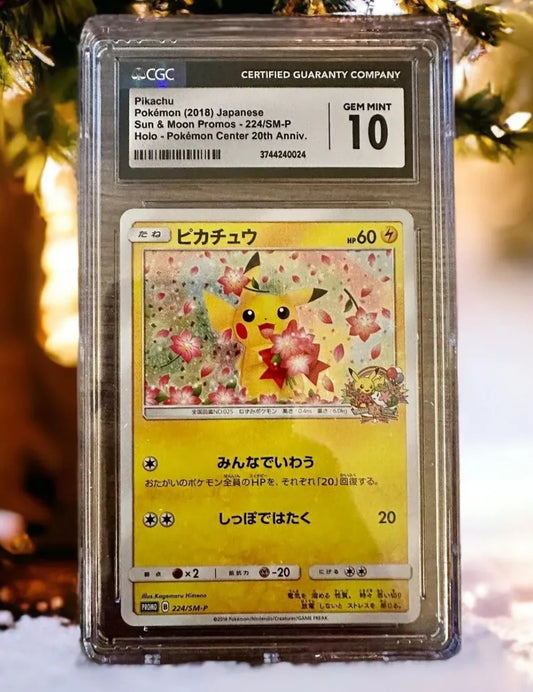 CGC 10 Pokemon Card Pikachu 224/SM-P 20th Anniversary Promo 2018 Japanese