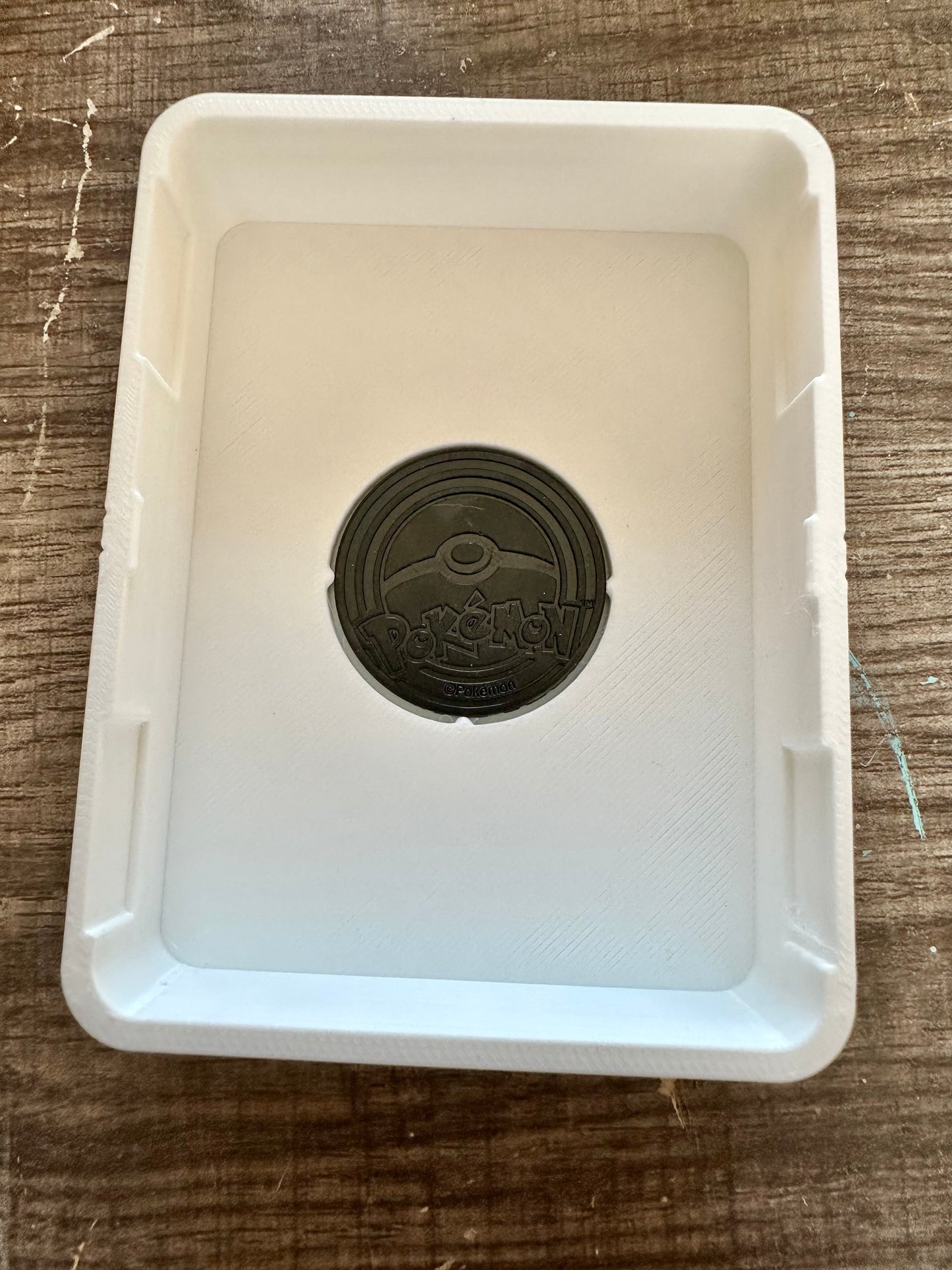 3D printed Pokémon pokeball style deck box filled with cards, temporal forces ETB code card, damage counters, and a flip coin. Guaranteed V, GX, or EX.