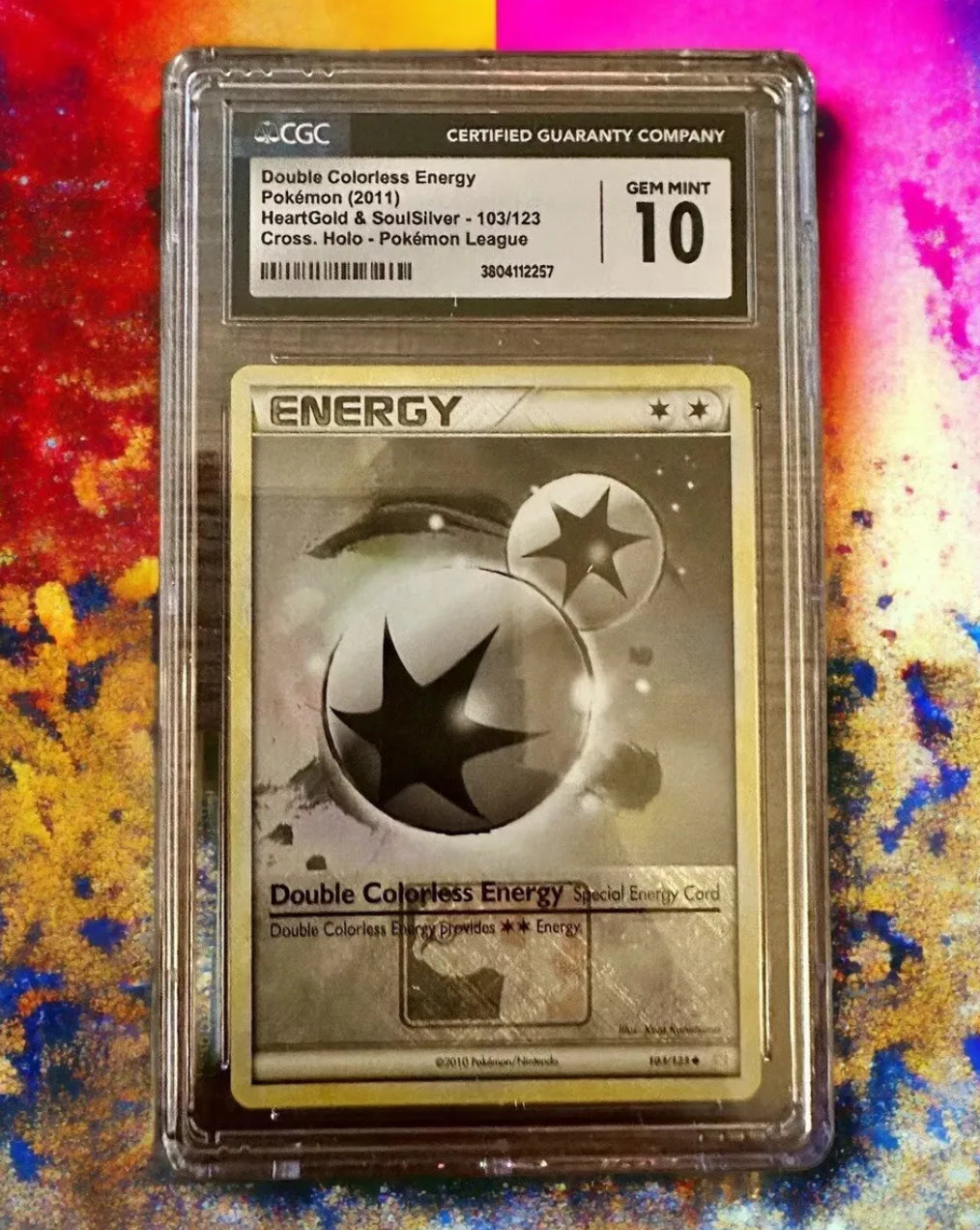 Double Colorless Energy - 103/123 - Crosshatch Holo Pokemon league CGC Graded 10