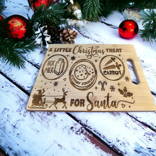 Bamboo Board custom engraved for Santa on Christmas Eve.